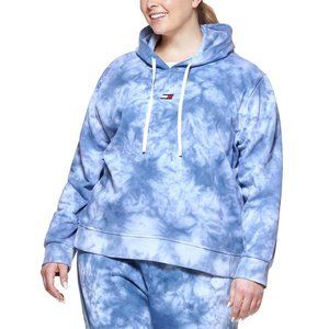 NWT Tommy Hilfiger Sport Womens Plus Tie-Dye Fleece Hoodie Blue 2X